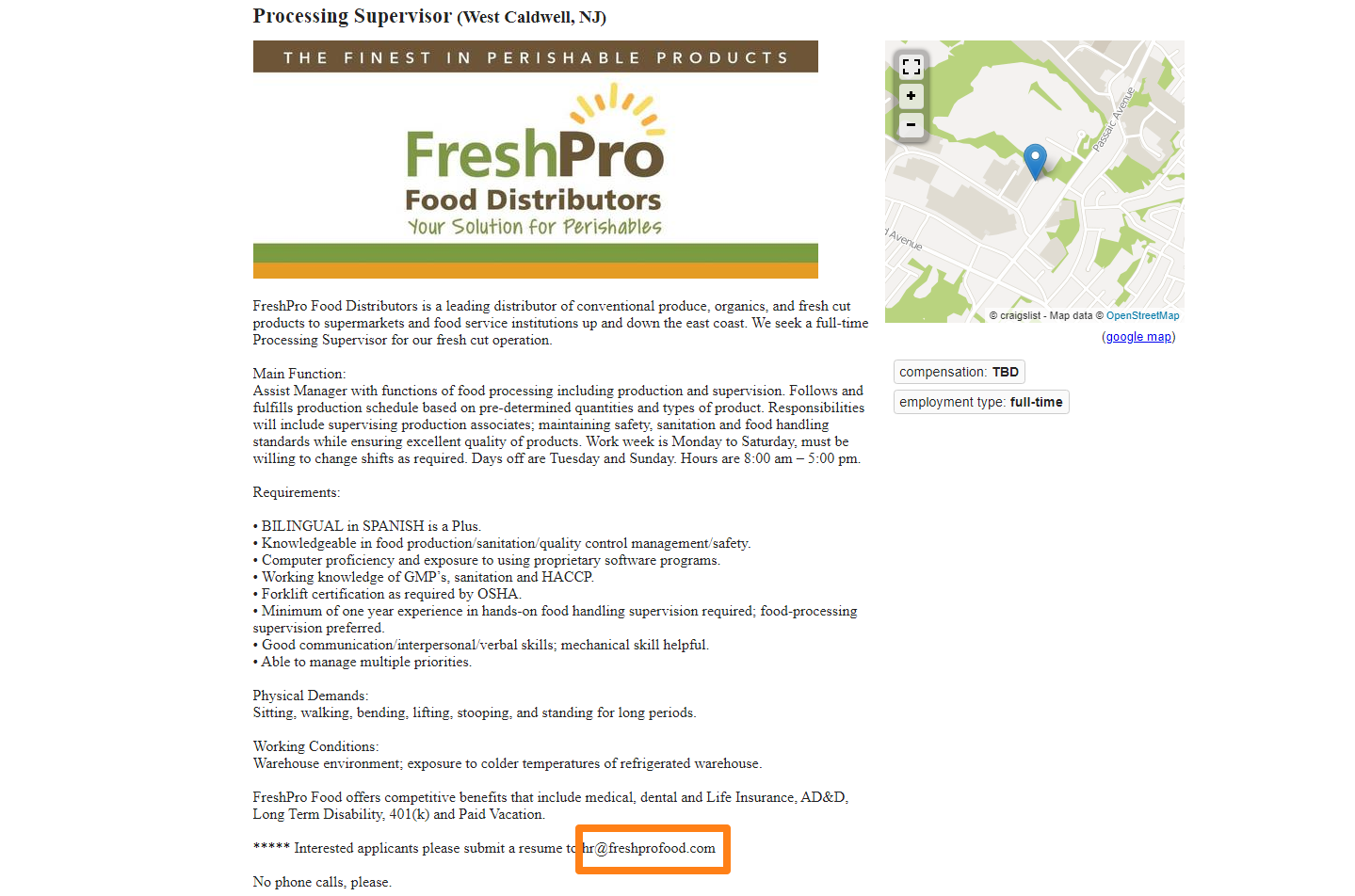 Find email address in a job posting