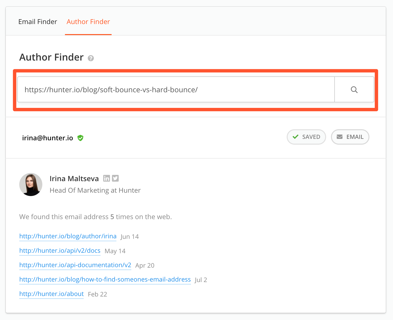 Hunter's Author Finder