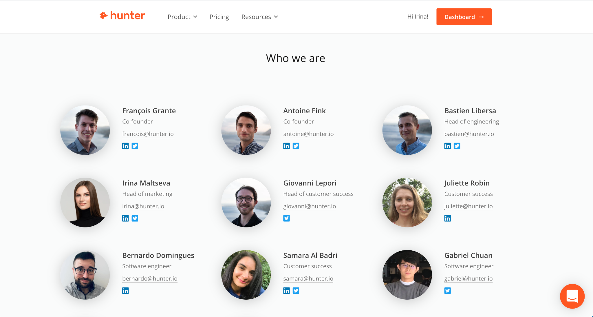 Find email address on a company page