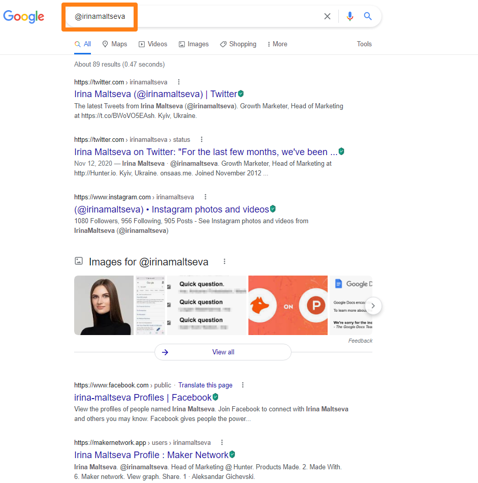 Find individual social networks with Google