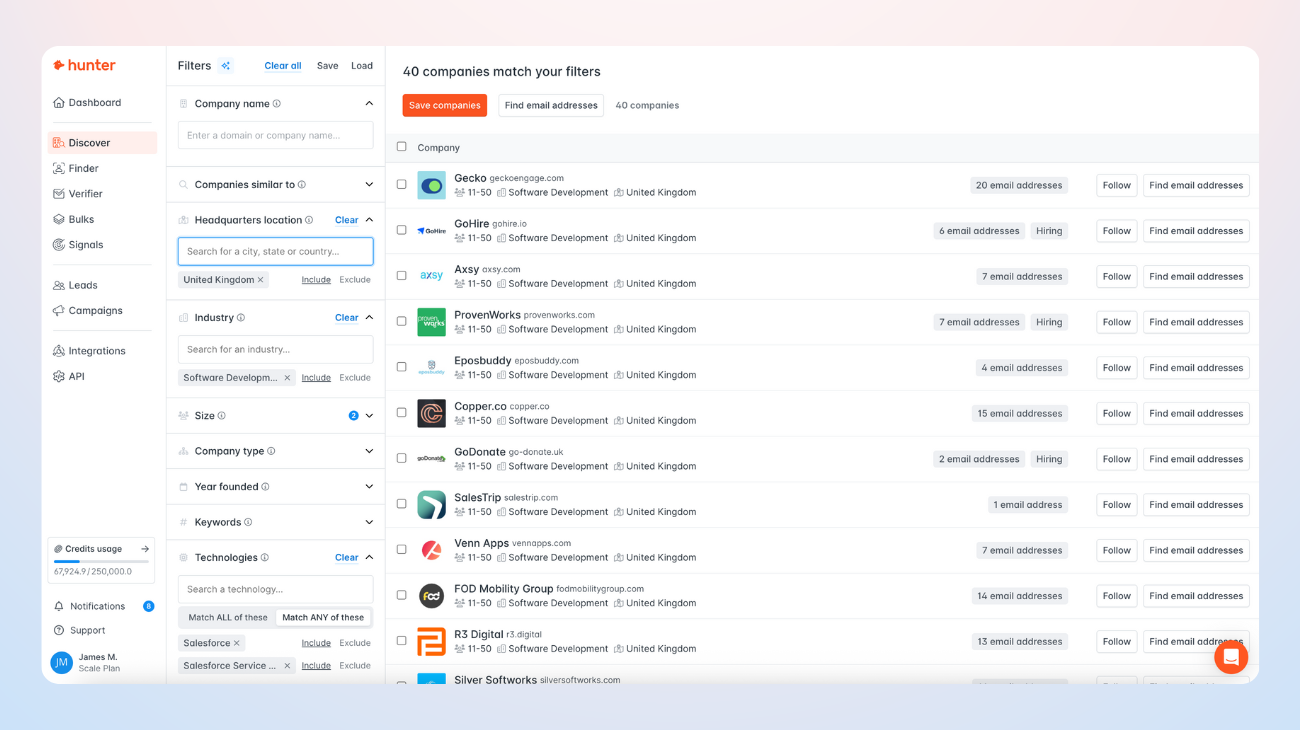 Build hyper-targeted ICP trenches with extra filters around technologies