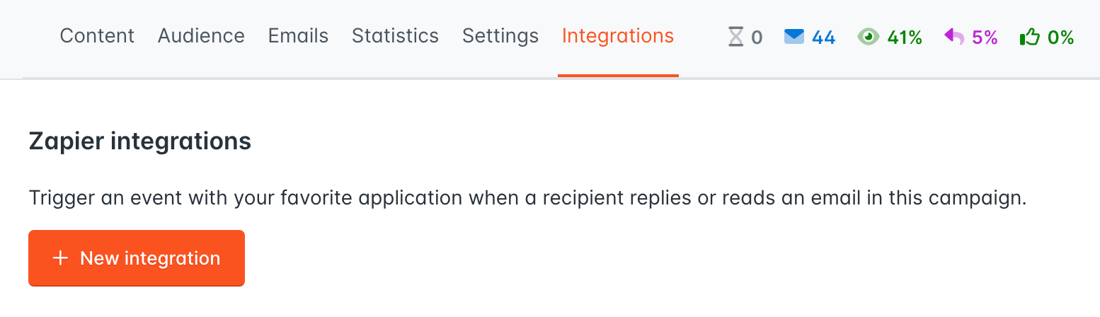 Integrations tab in a campaign