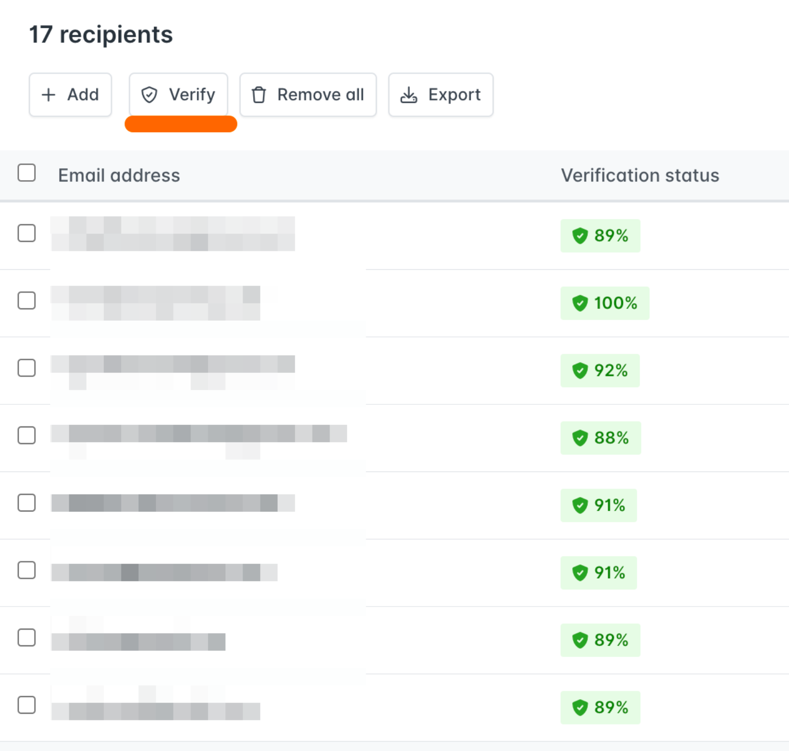 Verifying recipients' emails before sending campaigns