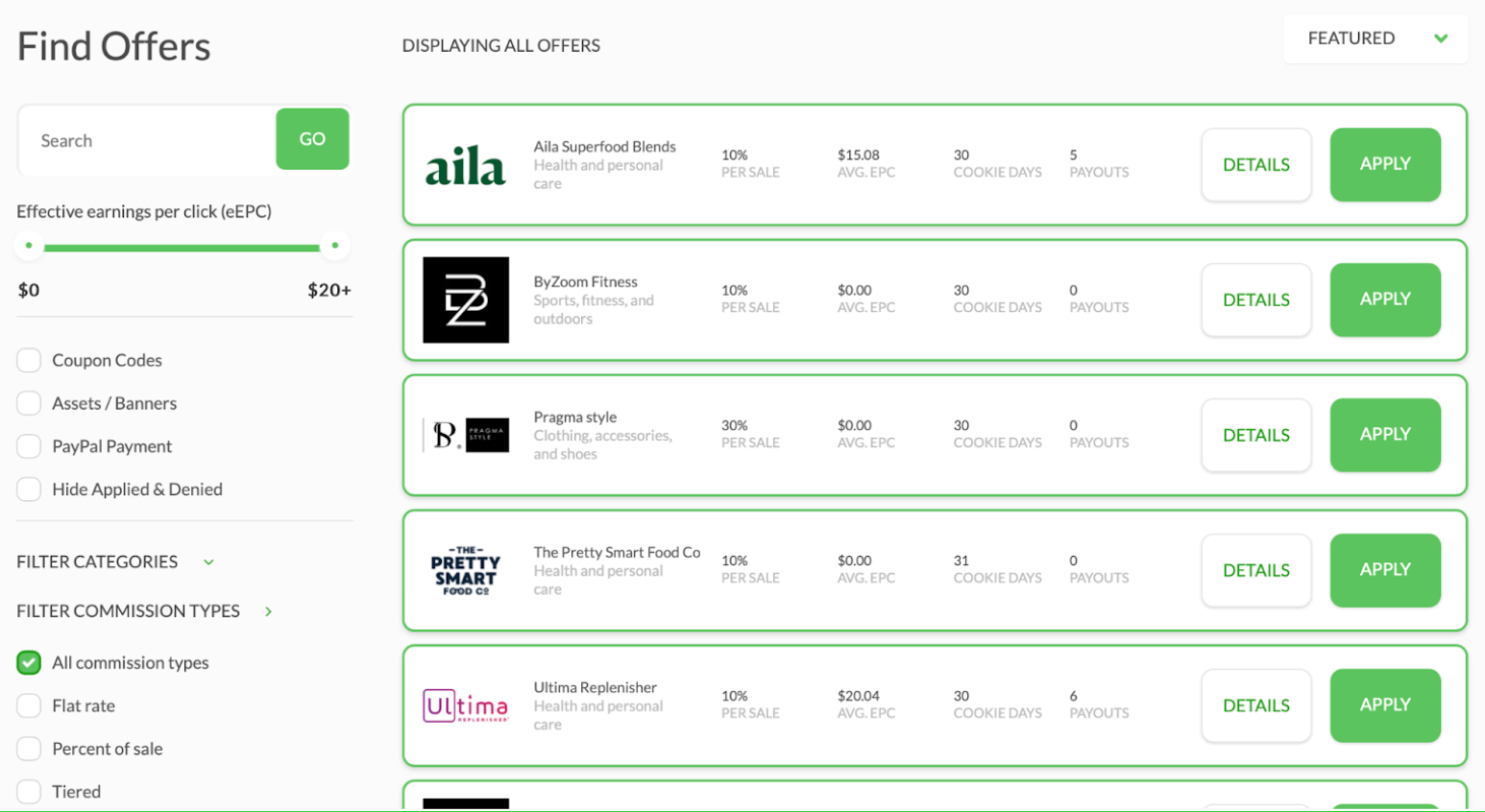 Refersion Affiliate Program List Example