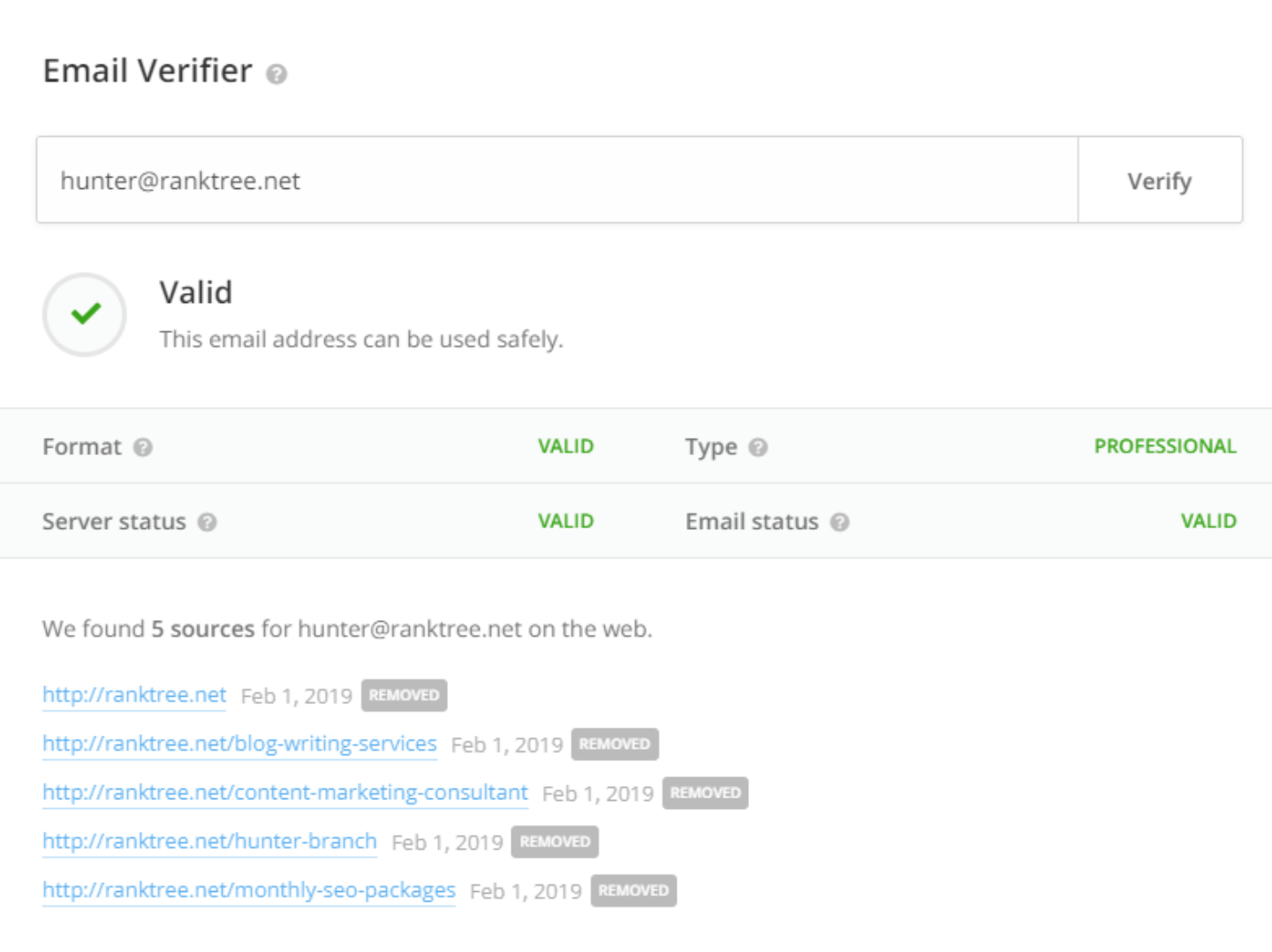 Hunter.io Email Verifier