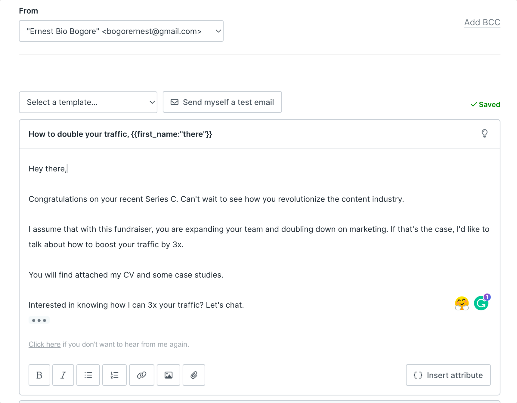 Cold email copy