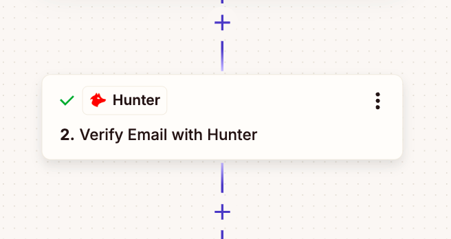 Zap is to send the new contact’s email address to Hunter to check its validity
