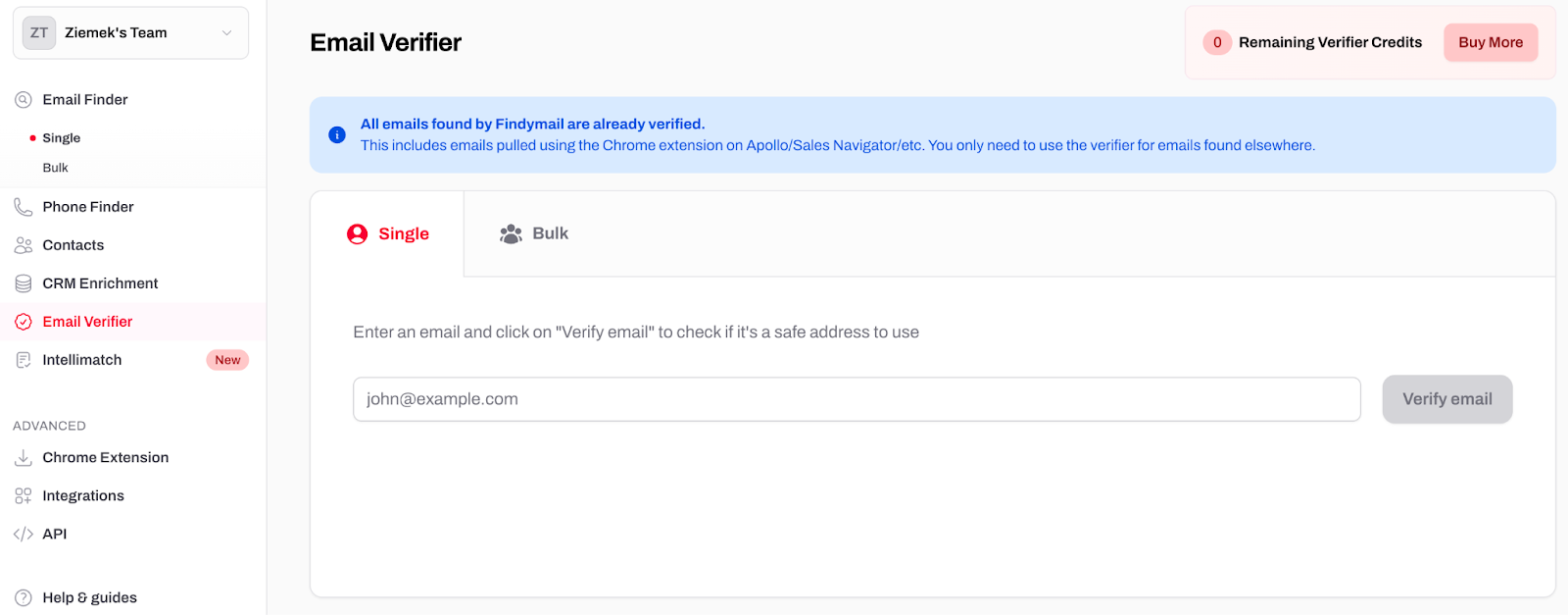 Findymail email verifier