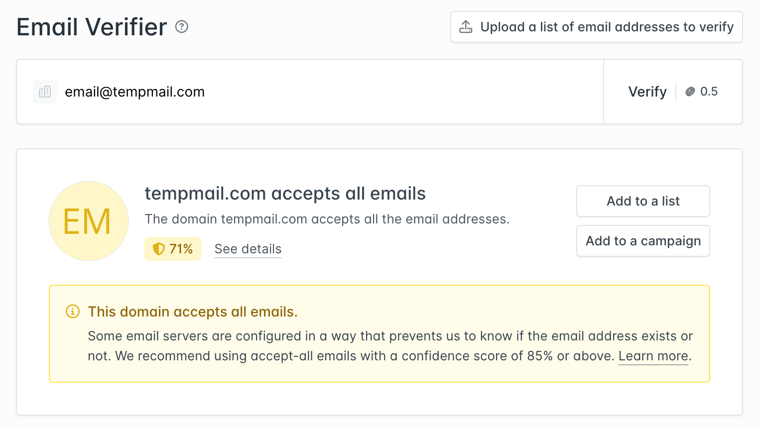 Hunter identifies an accept-all domain