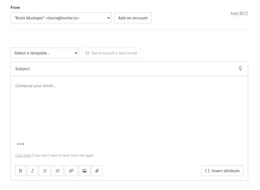 Adding cold email copy to a campaign in Hunter Campaigns