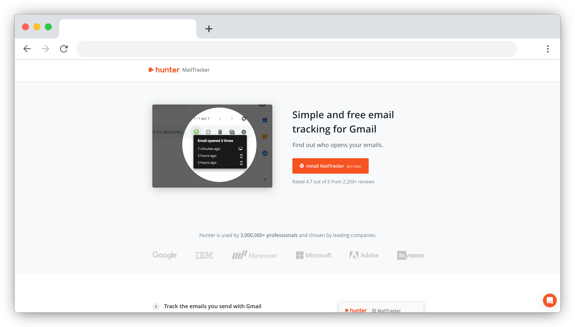 Hunter MailTracker screenshot