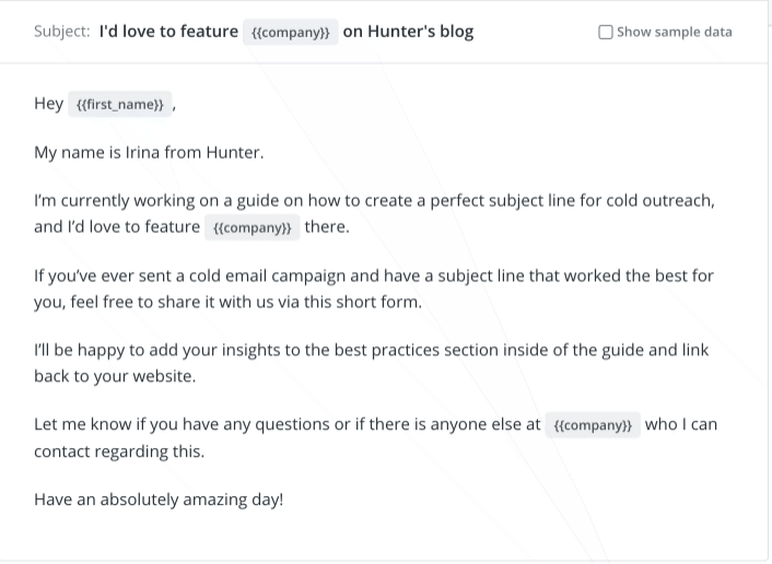 Personalization in Hunter Campaigns