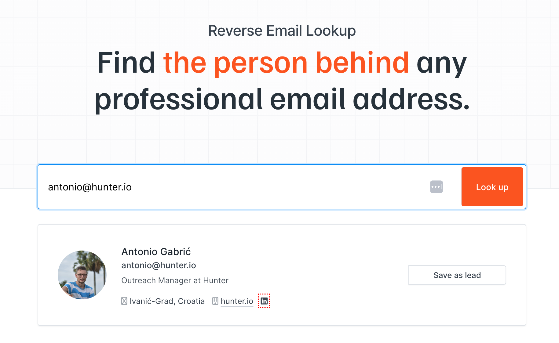 Reverse email lookup in action