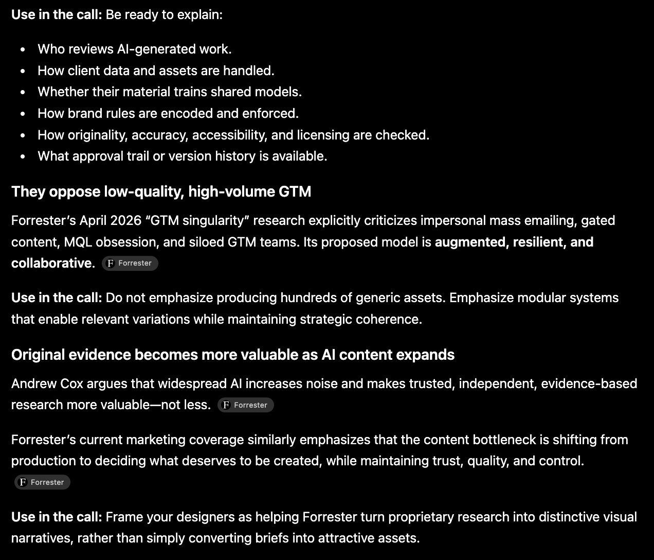 Sales call preparation guidance from ChatGPT