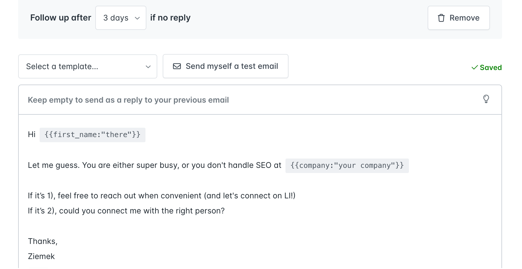 a follow-up email that uses the rejection-then-retreat technique