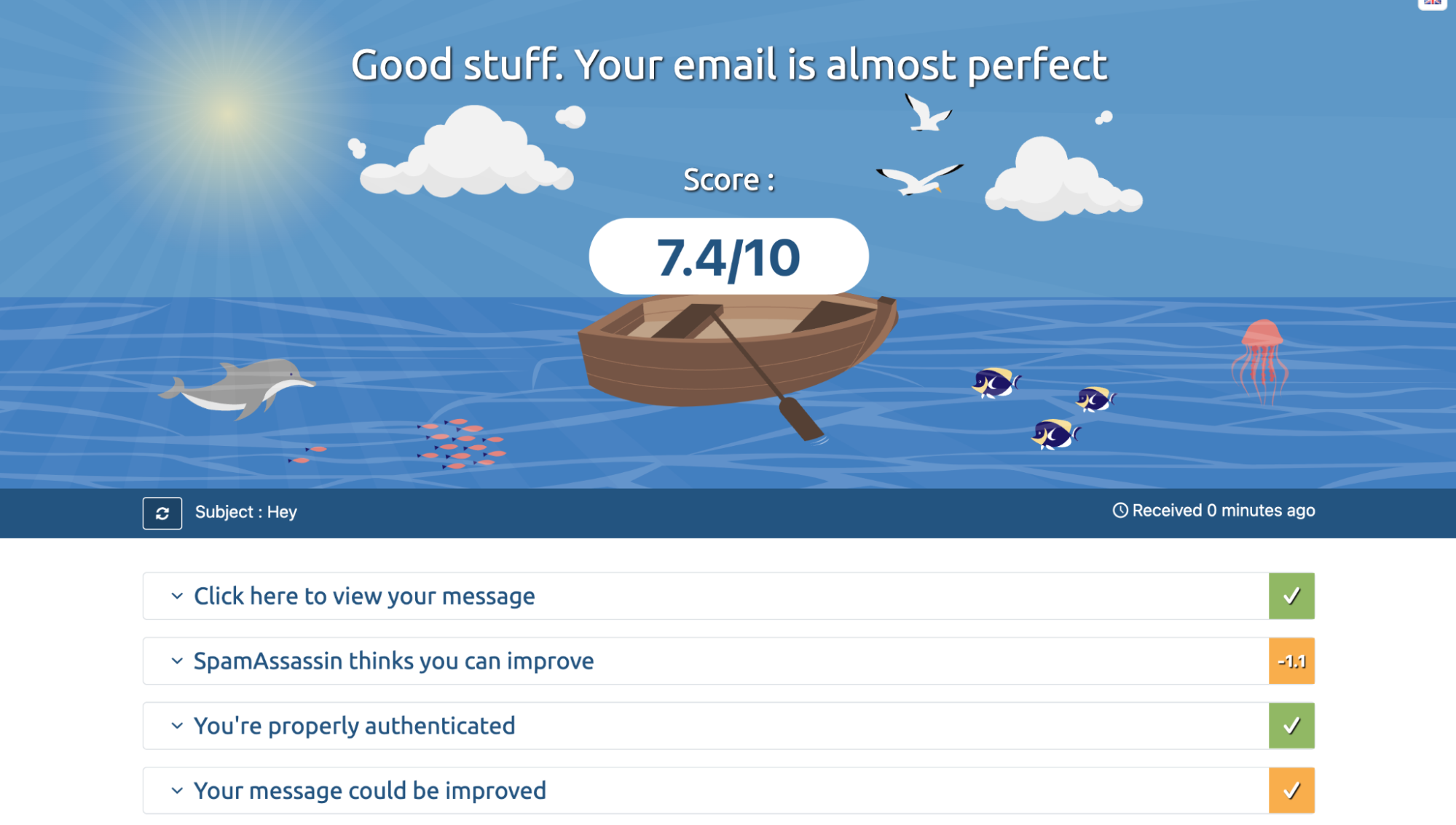 Mail-Tester results