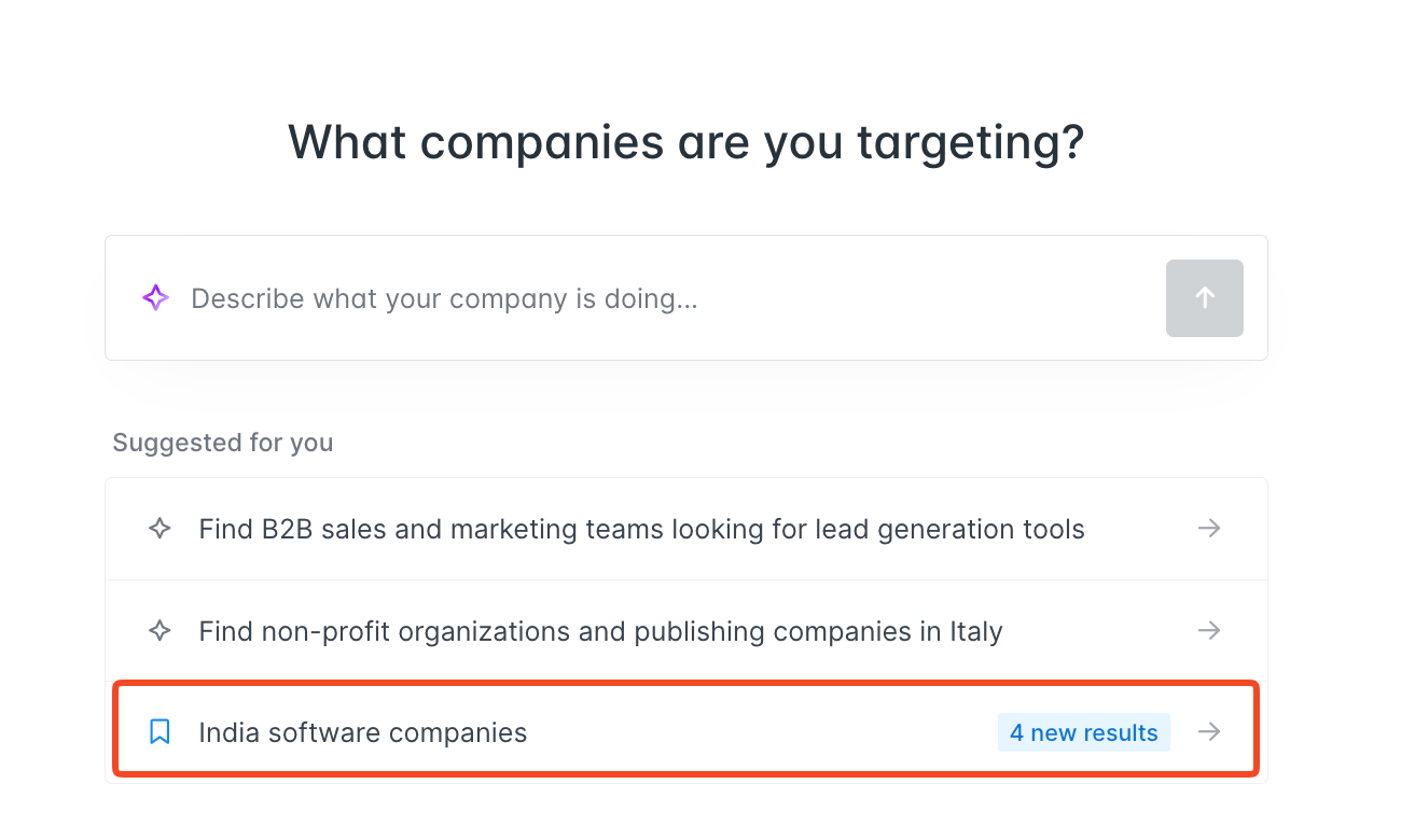 Saved searches with new results in Hunter.io Discover